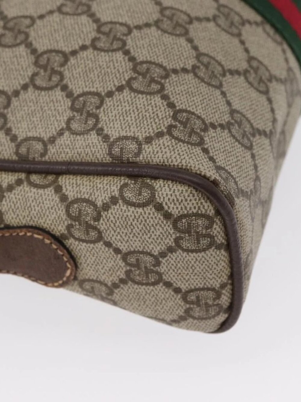 GUCCI GG Supreme Web Sherry Line Bag PVC Beige Gold 001 3654 5 Auth 172680 - Picture 4 of 16